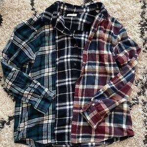 Mixed flannel print button up